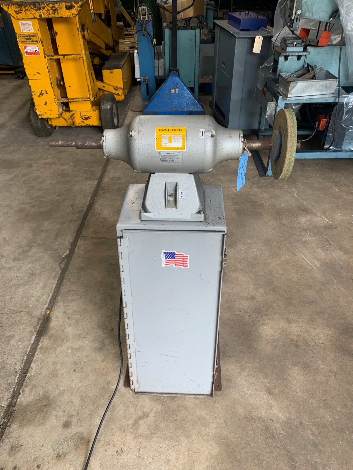 Baldor Buffer with stand and storage .75/.5 hp at 1800/3600 rpm