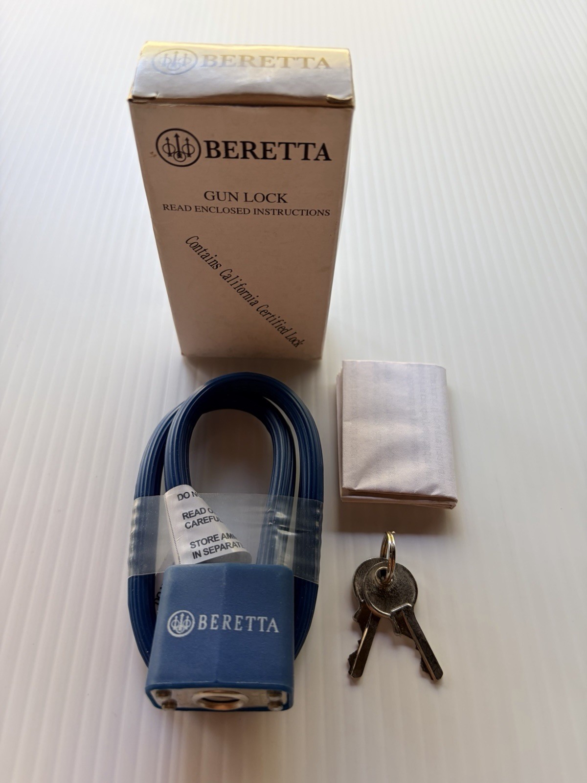 Beretta California Certified Cable Gun Lock Blue Steel with 2 Keys