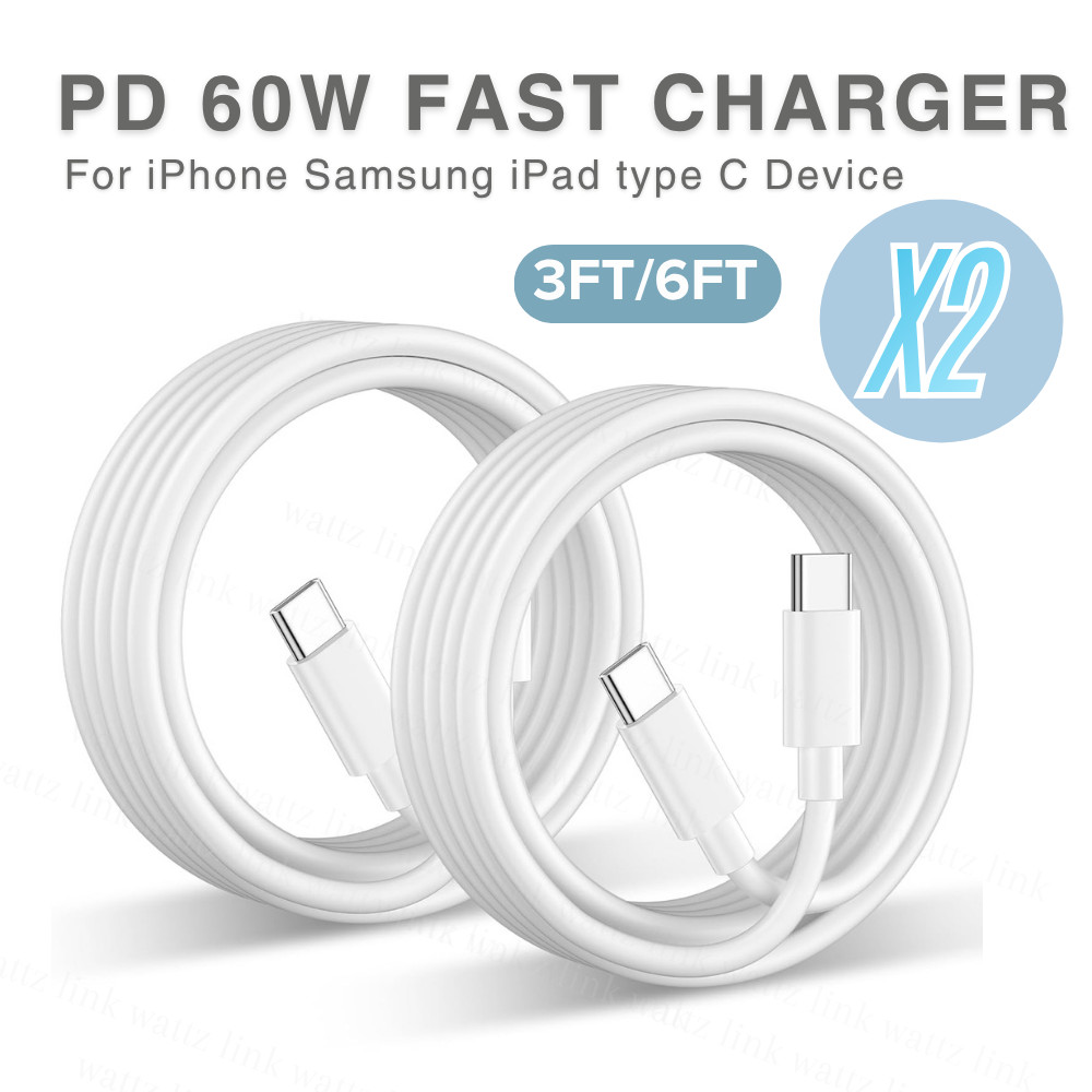 2X PD Type C to Type C 60W Fast Charging Cable High Speed Universal Charger Wire