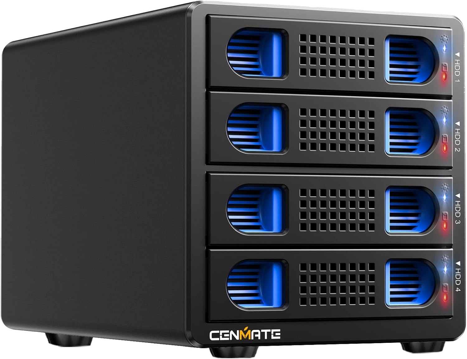 4 Bay Hard Drive Enclosure with Cooling Fan for 2.5/3.5" SATA HDD/SSD Black
