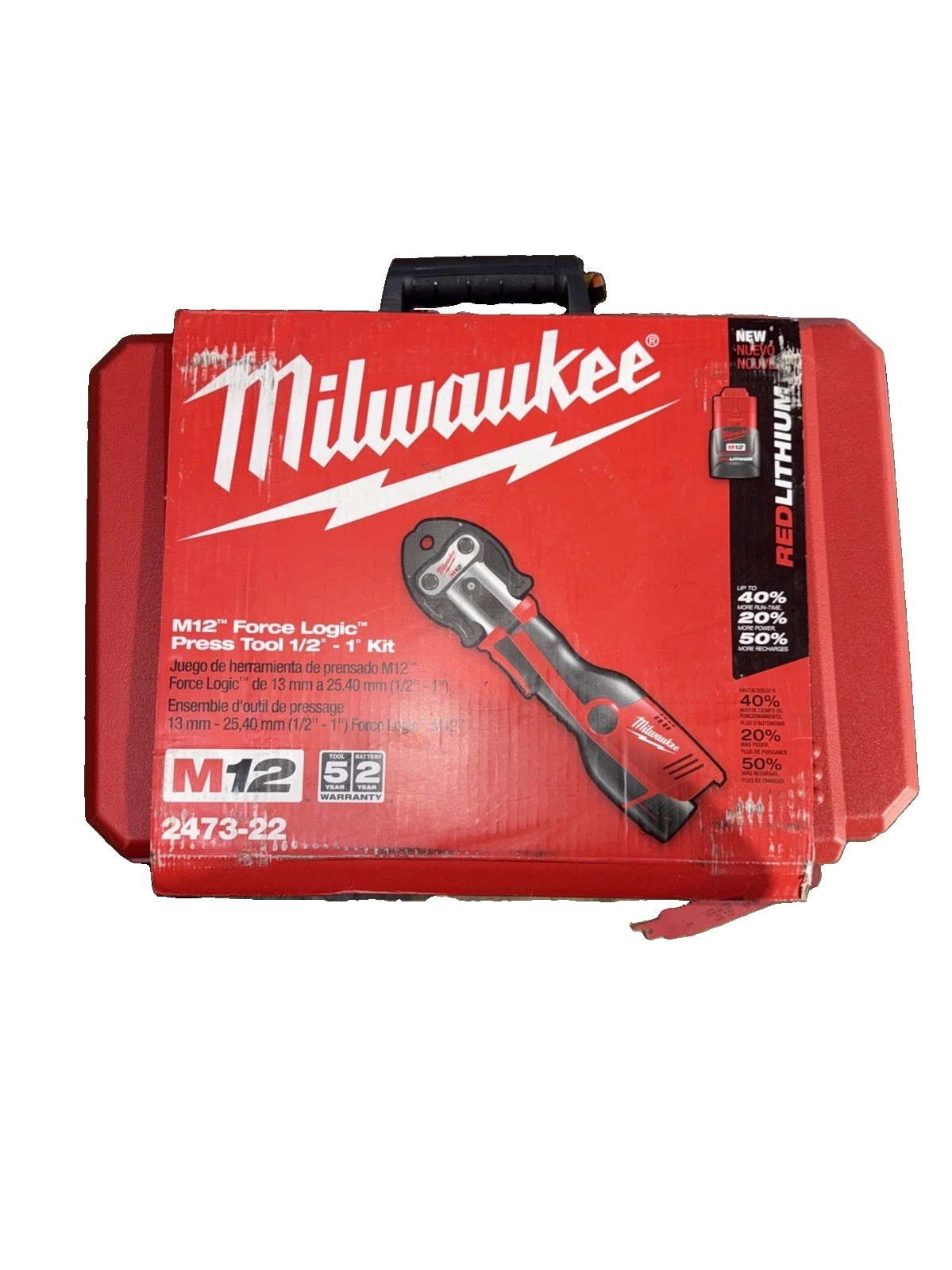 Milwaukee (2473-22) M12 12V Lithium-Ion Force Logic Cordless Tool CLAMPS ONLY