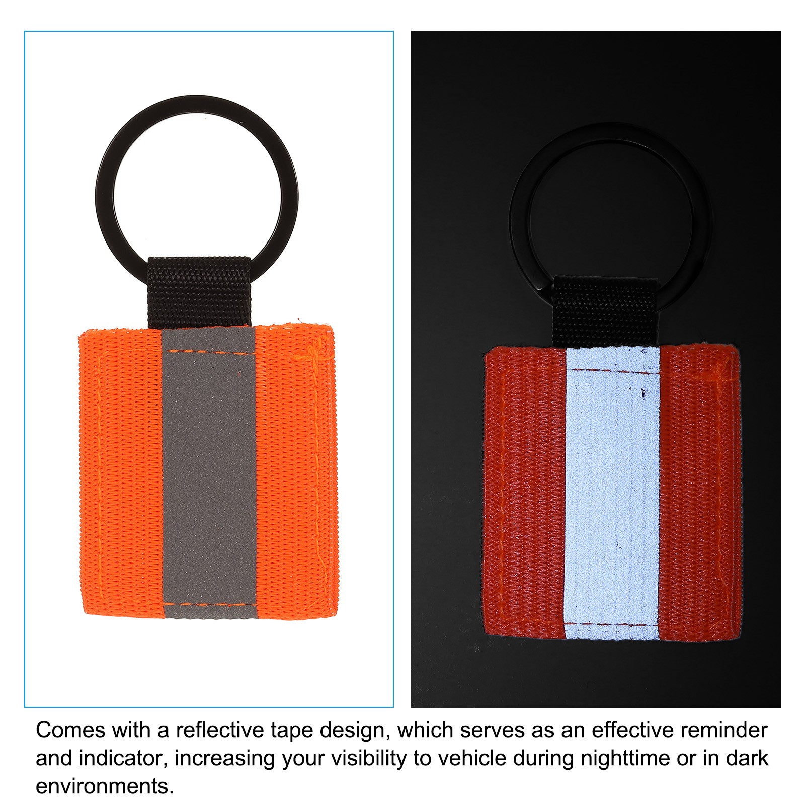 4 Pcs Reflective Keychain Tags, Reflective Zipper Pulls, Orange