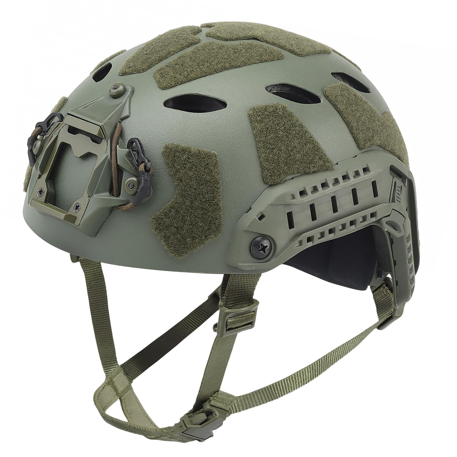 Green Lightweight Tactical Airsoft Helmet with NVG Mount & Side Rails