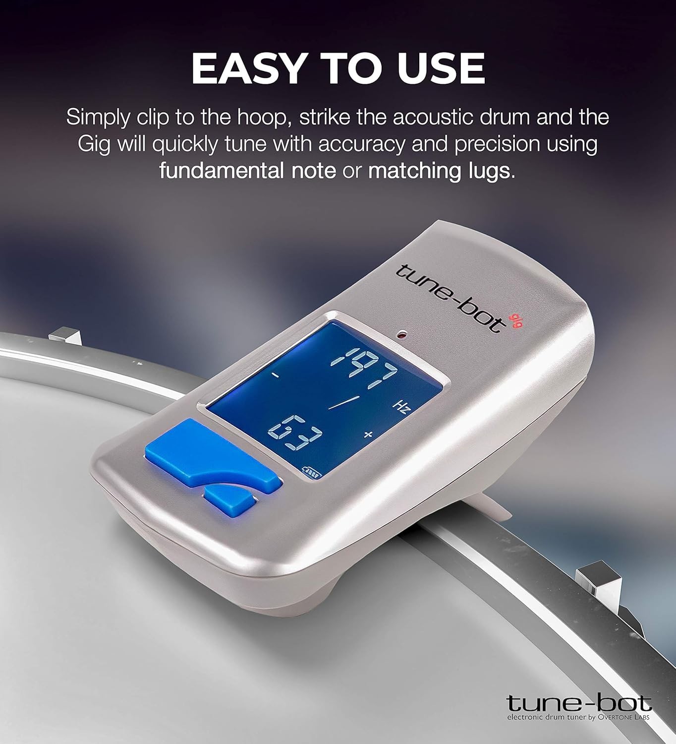 Digital Drum Tuner with Two Modes and Overtones Filter - Tune Your Kit Easily