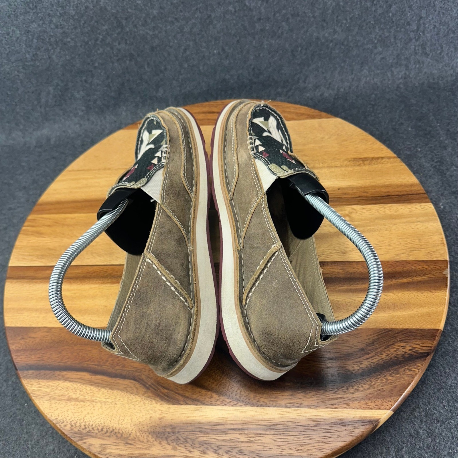 Ariat Cruise Womens 8.5B Brown Leather Southwestern Steer Skull Slip On Loafers
