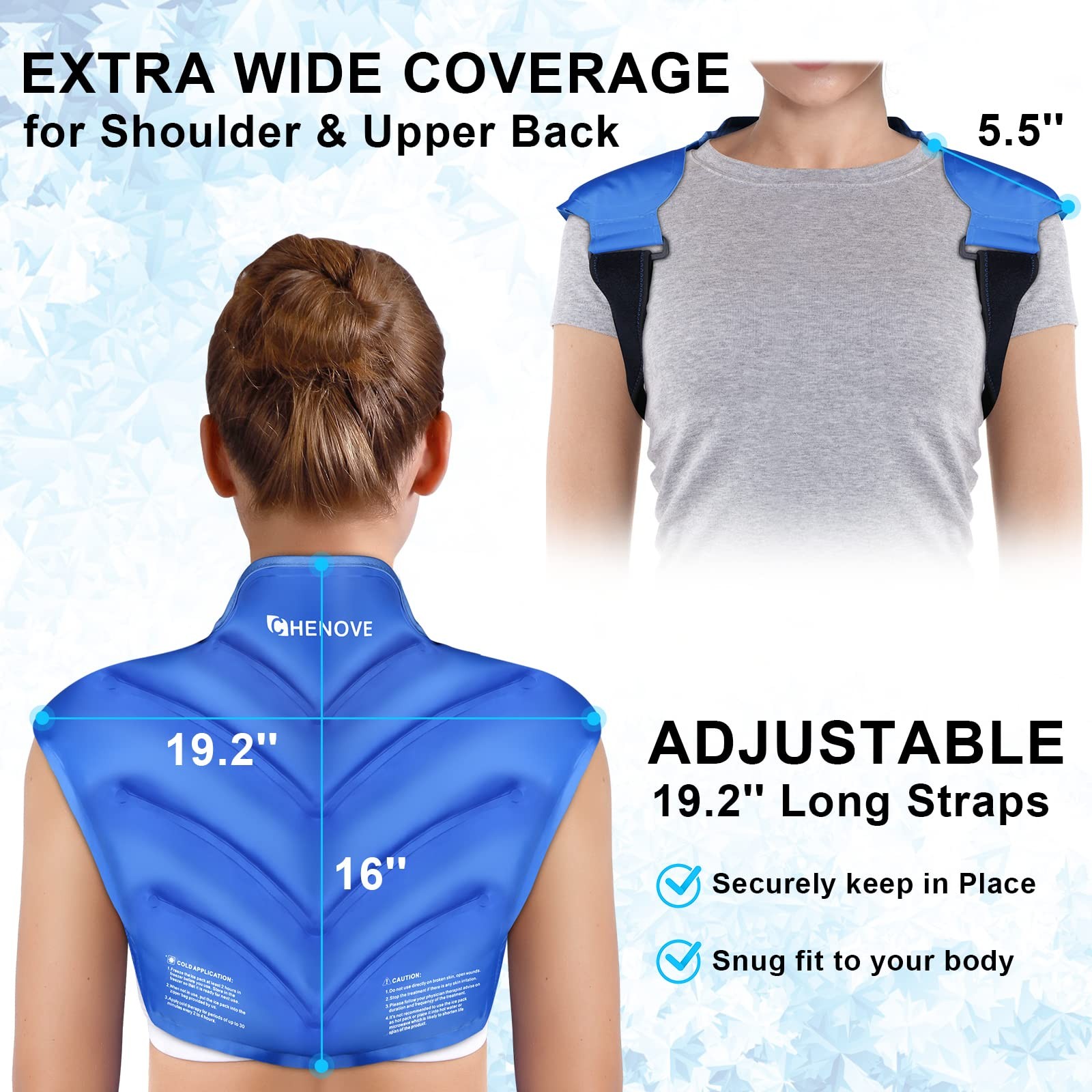 Chenove Ice Pack for Shoulders Upper Back with Strap, Neck and Shoulder Ice Pack