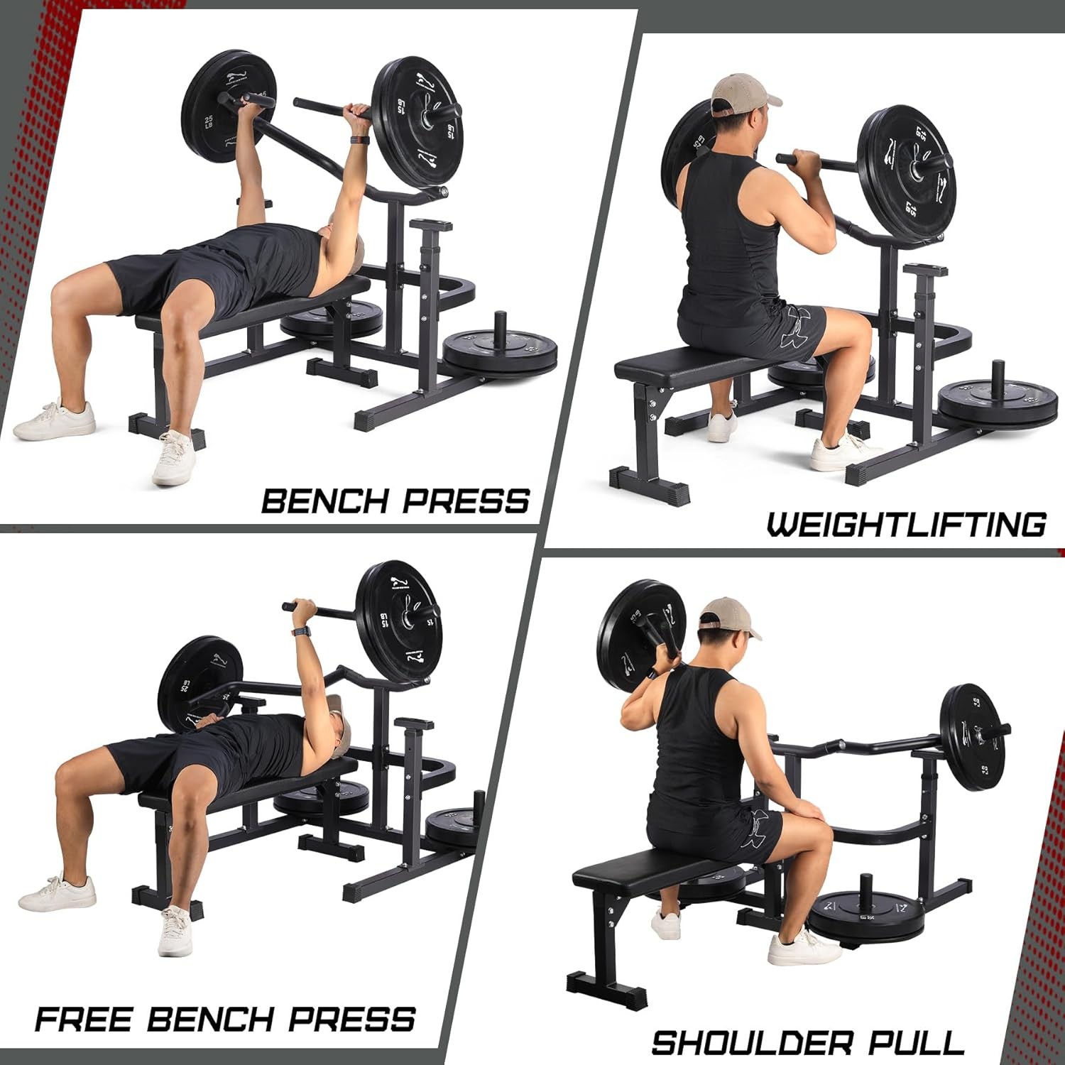 Chest Press Machine with Adjustable Flat Bench & Smooth Bearings Workout Machine