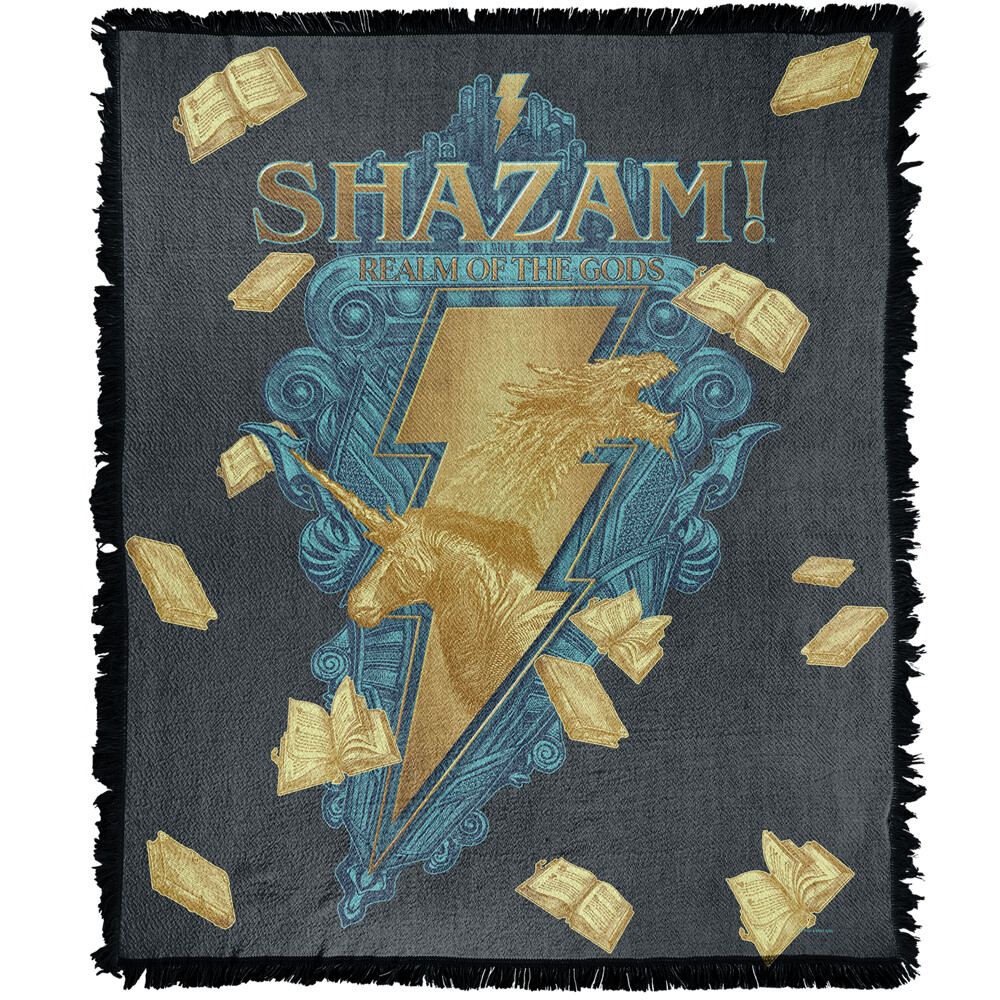 Shazam! Fury of The Gods Blanket 50"x60" Big Blue Seal Woven Cotton Blend Throw