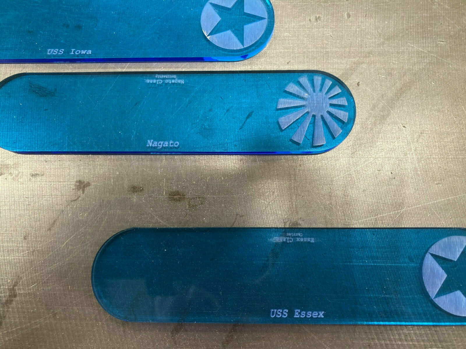 WWII Ship Bases 1/1800 Blue Acrylic Custom Set