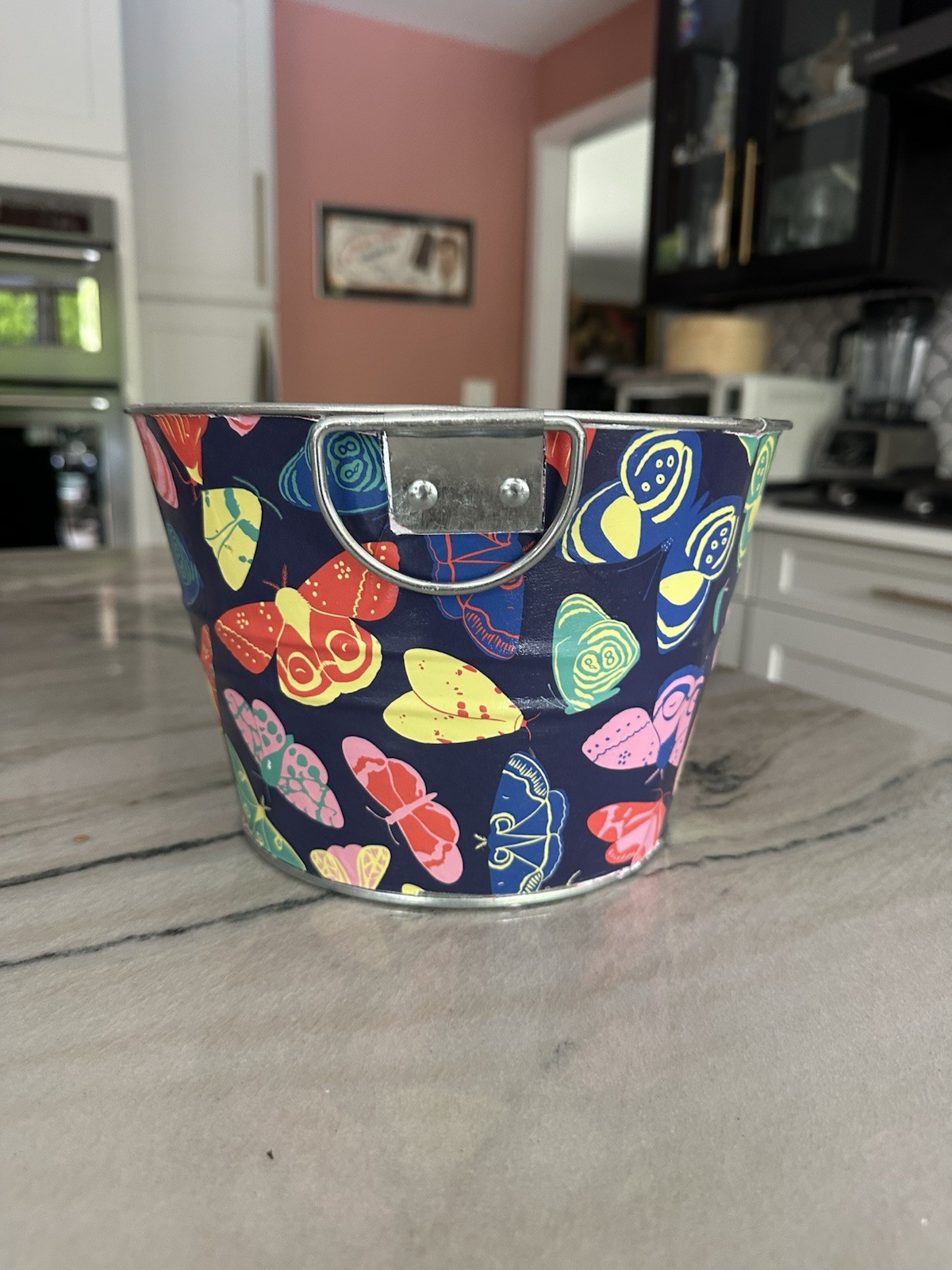 Butterfly Oval Decoupaged Bucket