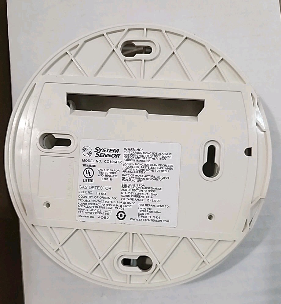 System Sensor CO1224TR Round, 12/24V, System-Monitored Carbon Monoxide Detector