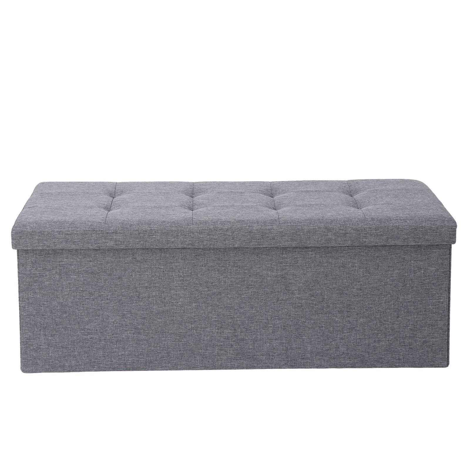 43"Storage Bench Chest Food Stool 8 Stitching Grey Footstools Ottoman Bench