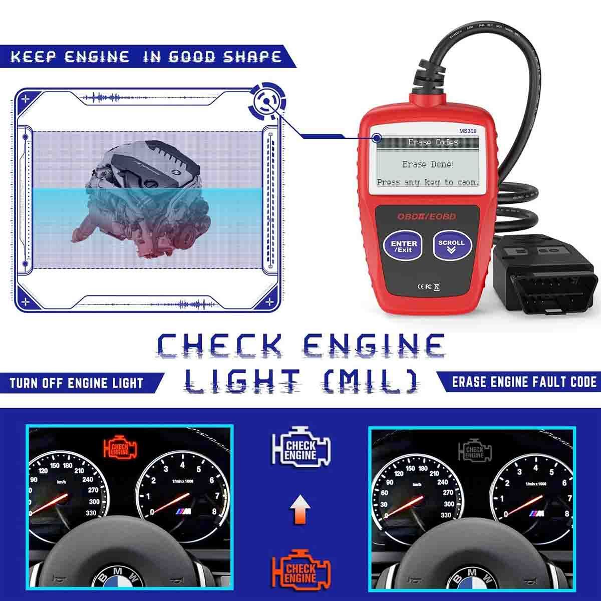 Automotive OBD OBD2 Scanner Code Reader Car Check Engine Fault Diagnostic Tool