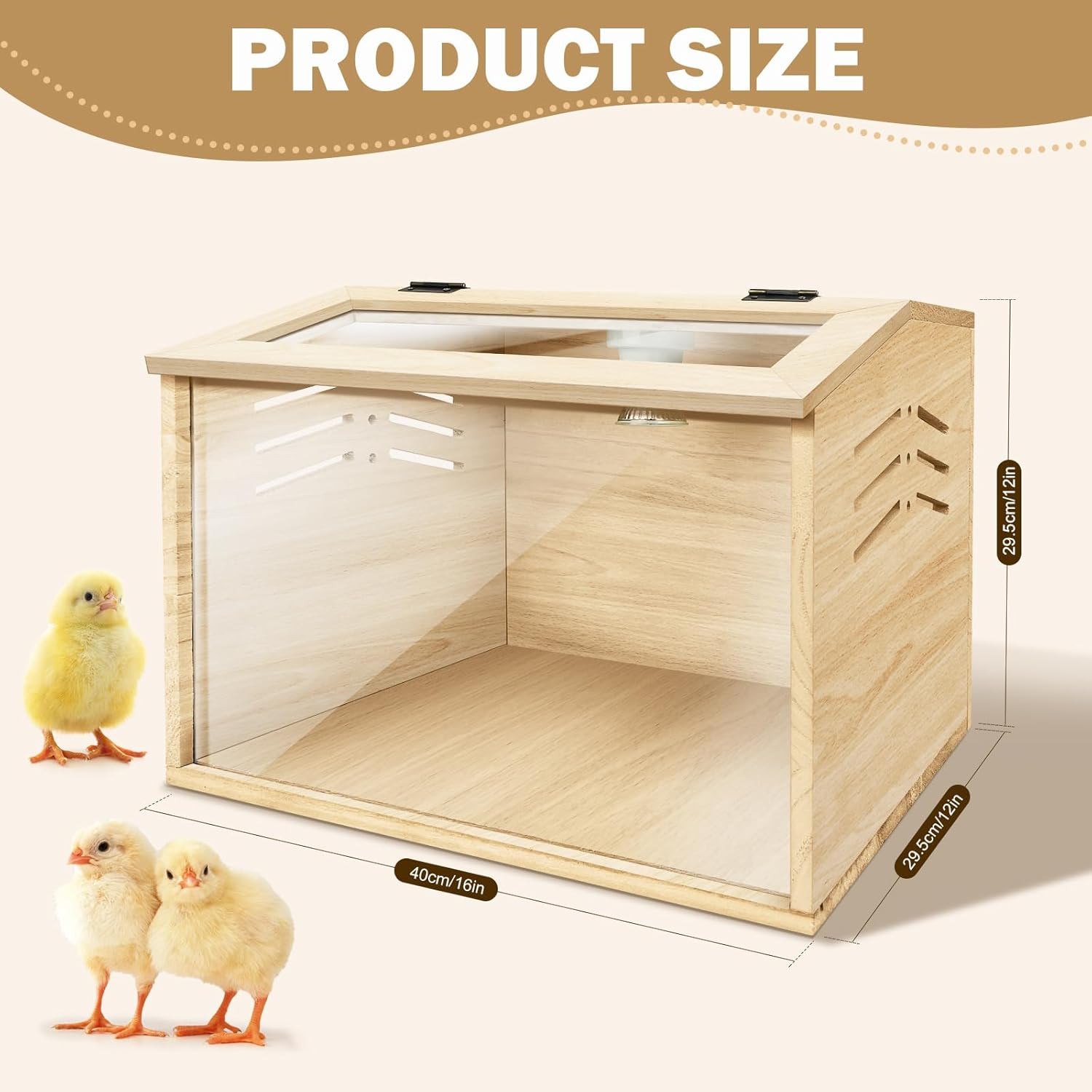 Chicken Brooder Box for Chicks & Quail with 3 Absorbent Pads, Feeder and Waterer