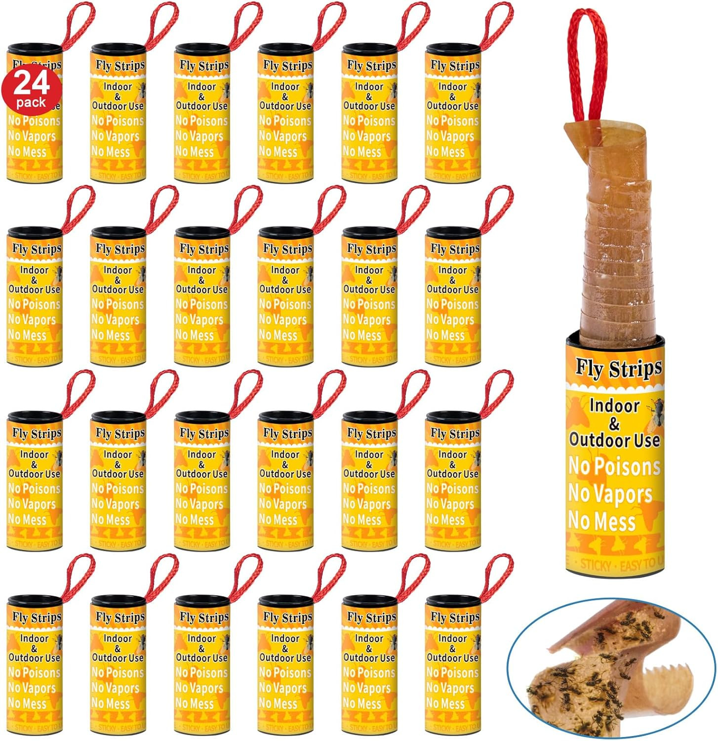 Fly Paper Sticky Traps Hanging Ribbon Indoor Outdoor Gnat Mosquito Catcher