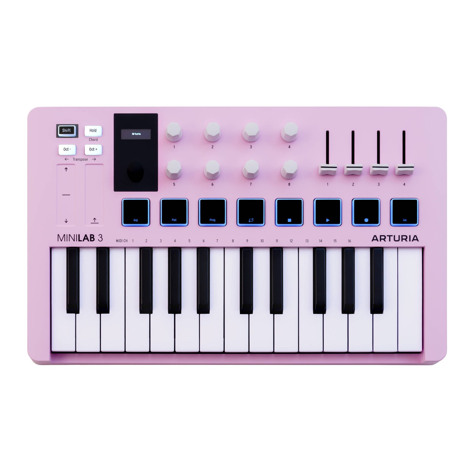 Arturia MiniLab 3 Compact MIDI Keyboard and Pad Controller (Rose Quartz)