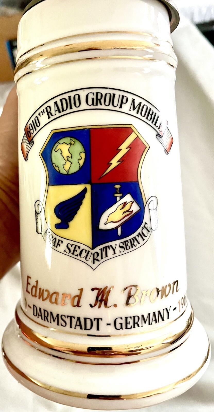 US Air Force 6910th Security Wing Souvenir Stein UNITED STATES service mug  USAF