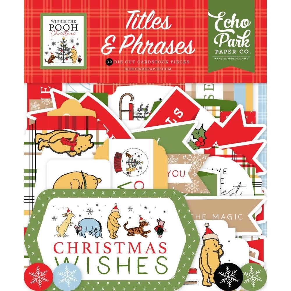 Echo Park Cardstock Ephemera Winnie The Pooh Christmas Titles & Phrases