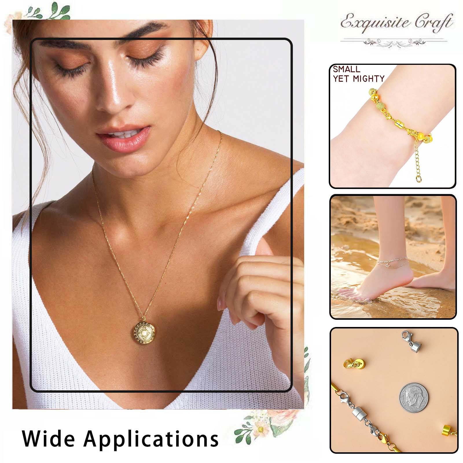 OHINGLT Magnetic Necklace Clasps and Closures with Double Lobster, Extra Strong