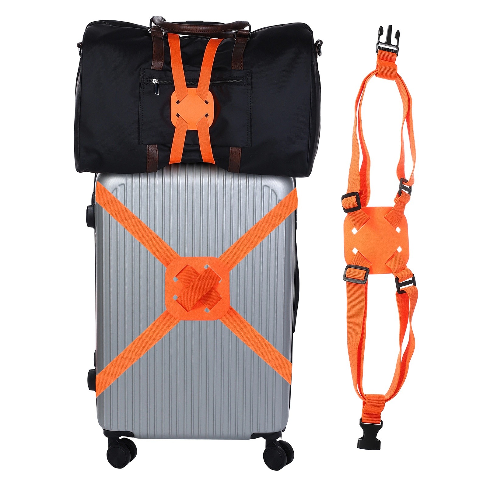 Luggage Straps Bag Bungees for Add A Bag, Suitcase Elastic Strap, Orange