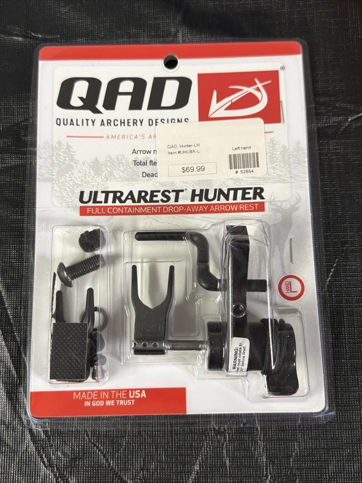 QAD Archery Ultrarest Hunter Drop Away Rest Quad Hunter Bow Hunting Left Hand