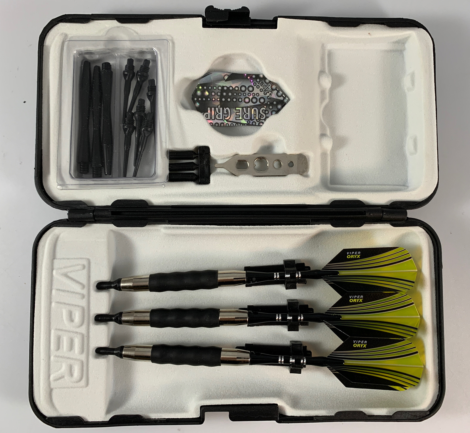 GLD Viper Black Sure Grip 18 gm. Darts w /ORYX flights & 25 EXTRA TIPS