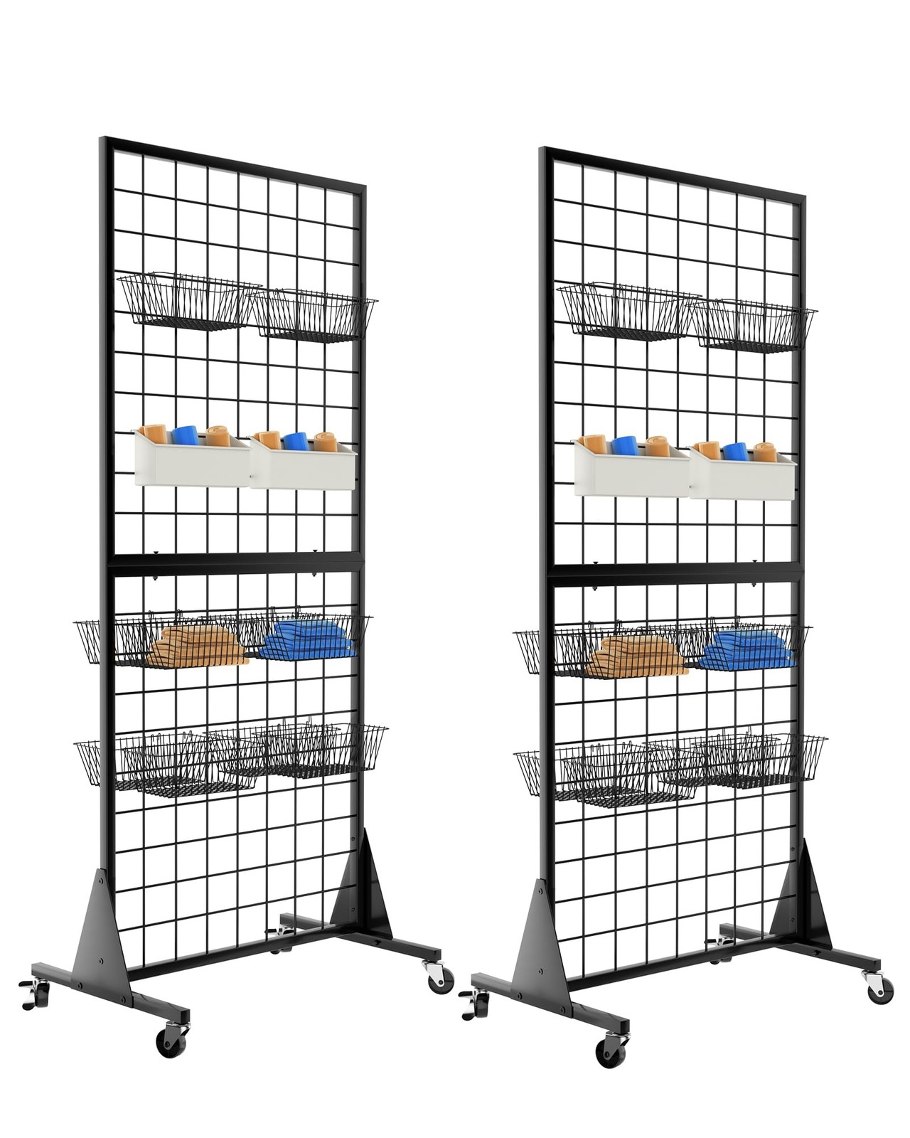 2-Pack Gridwall Panel Display Stand, 2'x5.5' Heavy Duty Floor Standing Rack w...