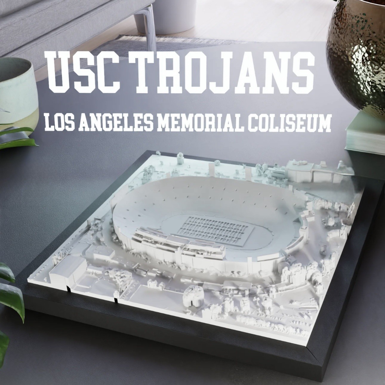 8”x 8”   NCAA football  USC TROJANS LOS ANGELES MEMORIAL COLISEUM STADIUM