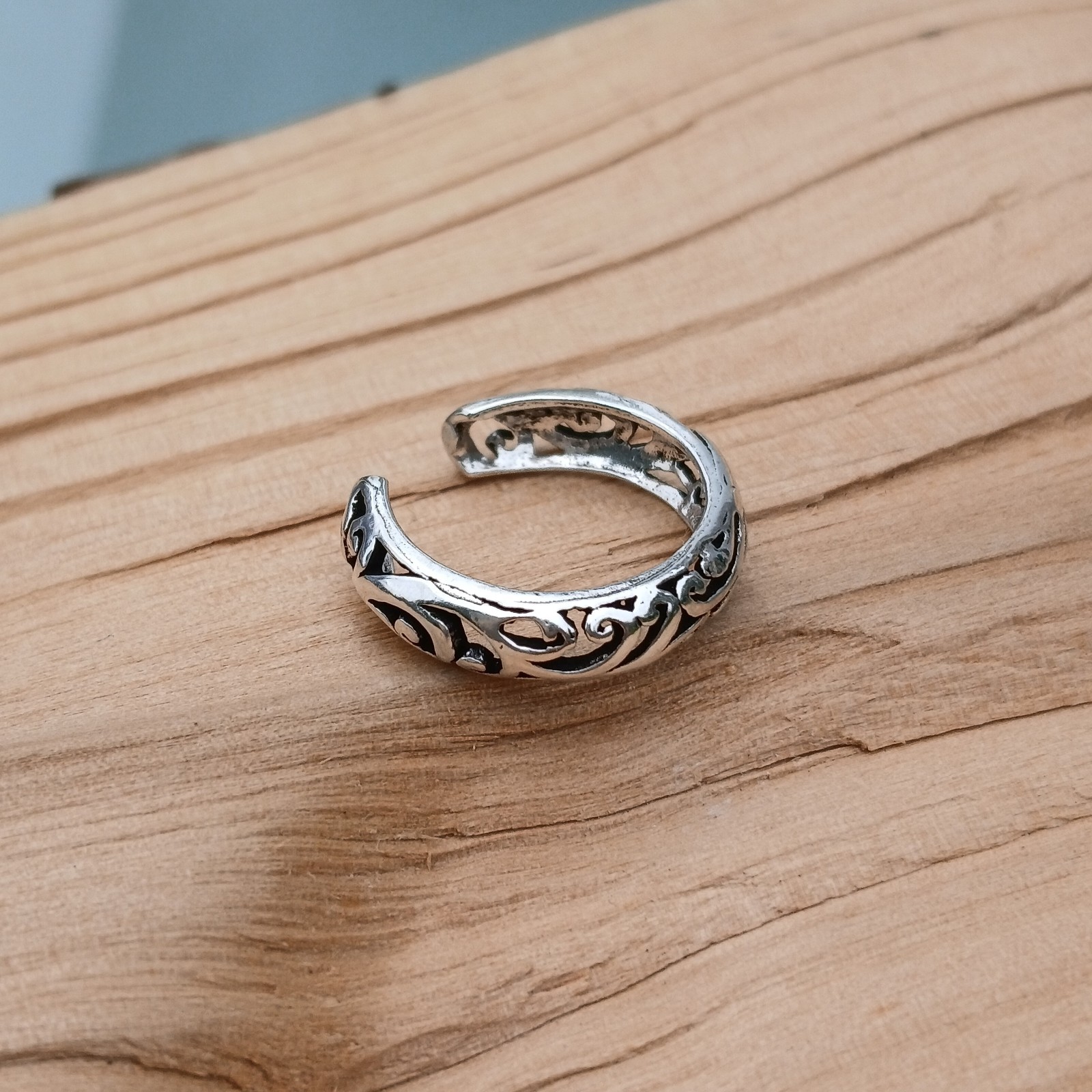 Sterling Silver Adjustable Filigree Pattern Toe Ring