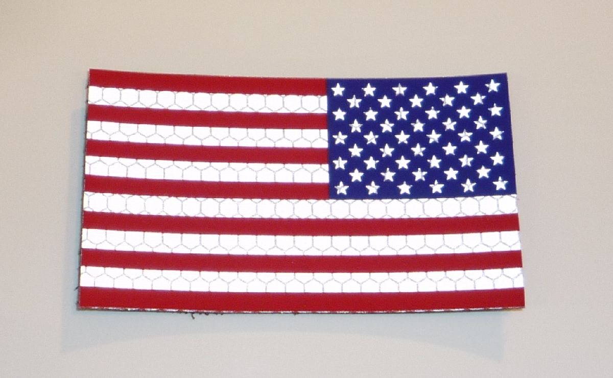 REVERSE USA RED + BLUE SOLAS PATCH REJECT#393 3.5"X2" W/ VELCRO® BRAND FASTENER
