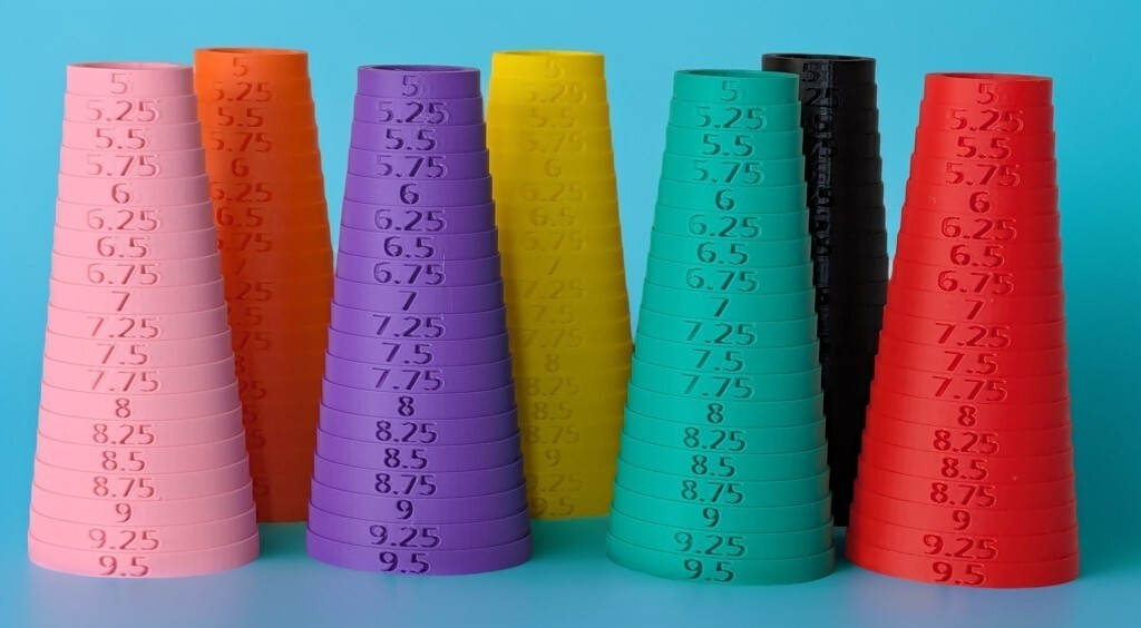 Bracelet Sizer Mandrel Quarter Sizes (Oval - Aspect Ratio of Human Wrist)