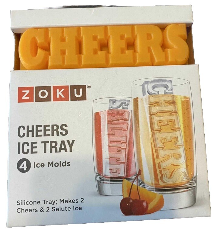 New Ice Tray Zoku Cheers Silicone Tray Makes 2 Cheers & 2 Salute Ice
