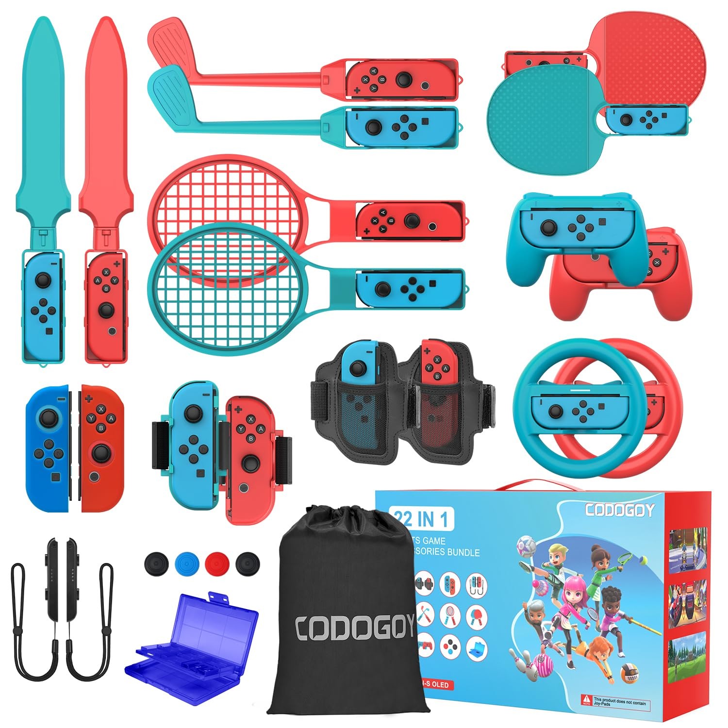CODOGOY 22 in 1 Switch Sports Switch/Switch OLED, RED&BLUE-22 IN 1