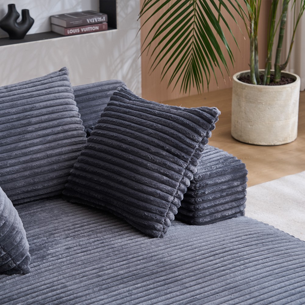 Longue Chair W/Throw Pillows & Armrests Grey For Living Room