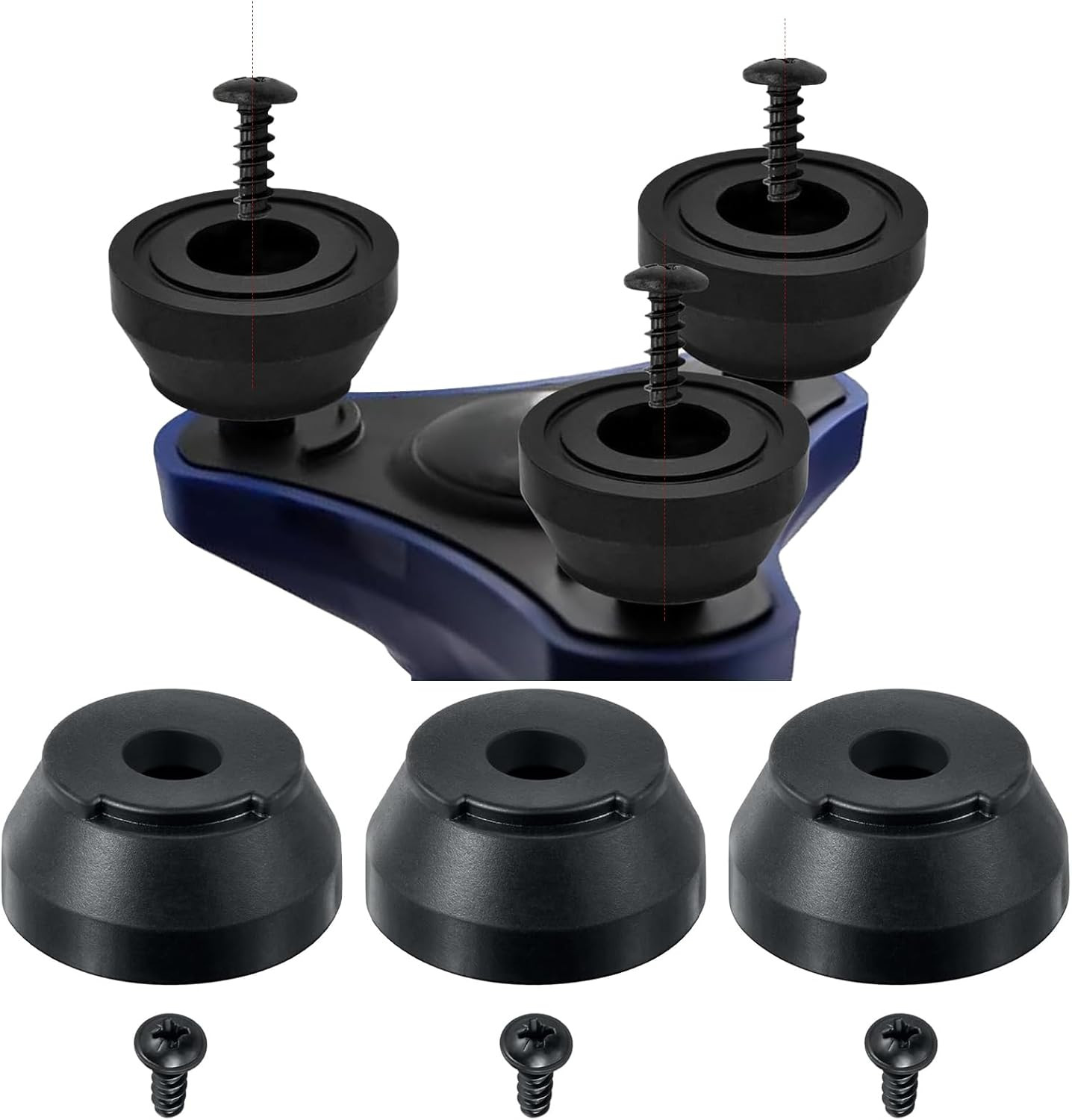 Replacement Screw-in Rubber Cane Tips Feet Suitable for Hurrycane Black