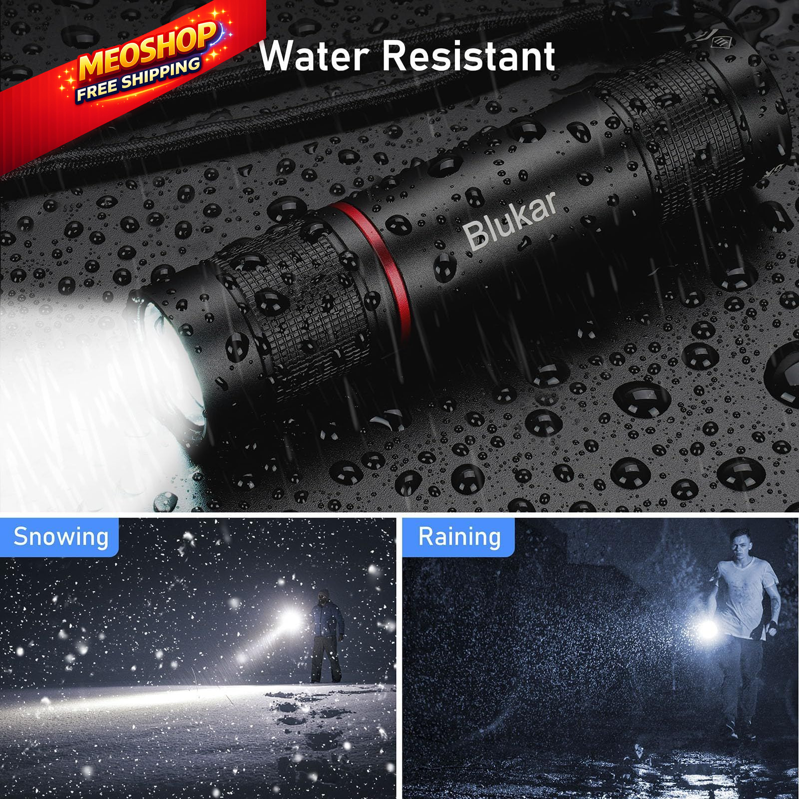 Blukar Flashlight Rechargeable, High Lumens Flashlight, Super 1 Pack, Black