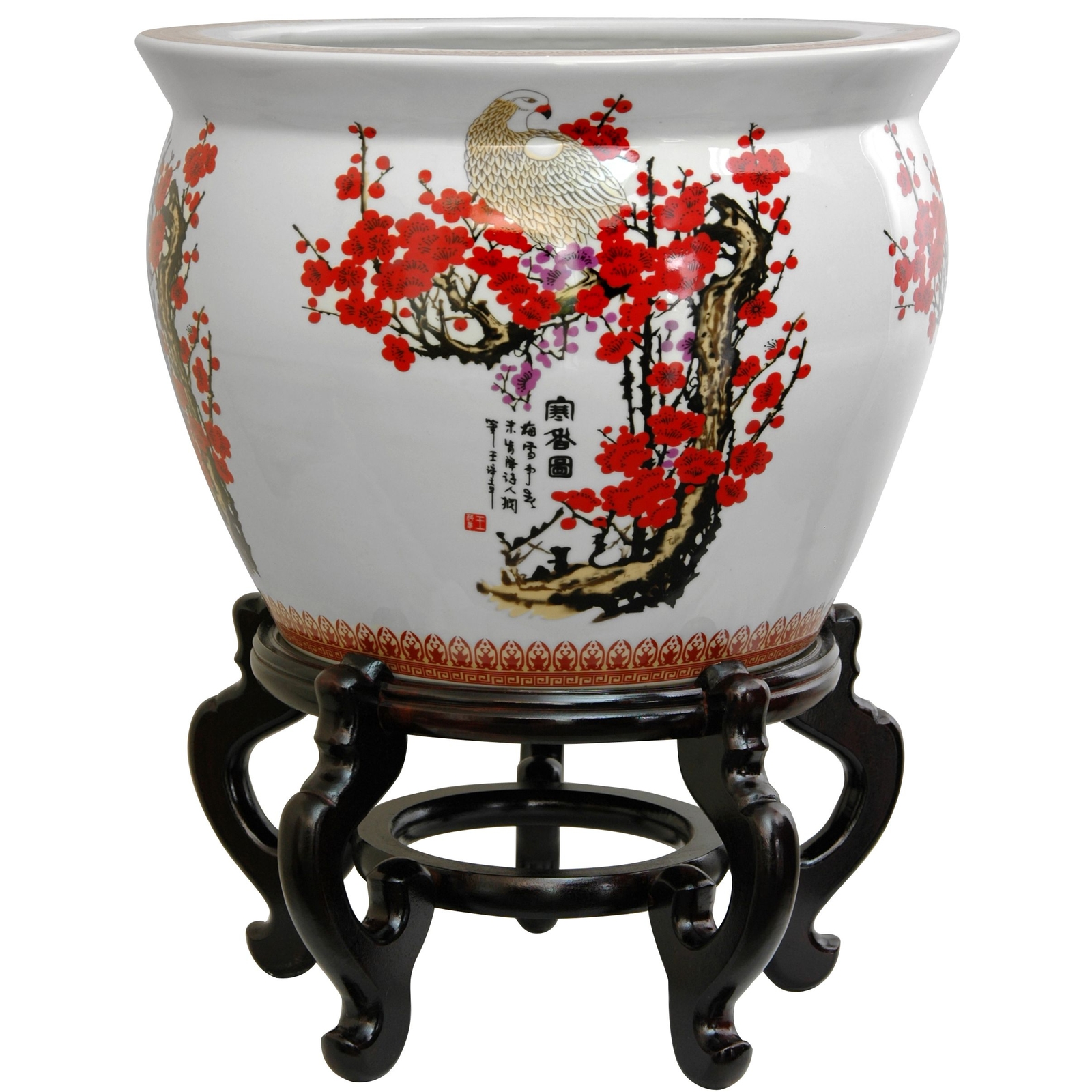 14" Cherry Blossom Porcelain Fishbowl