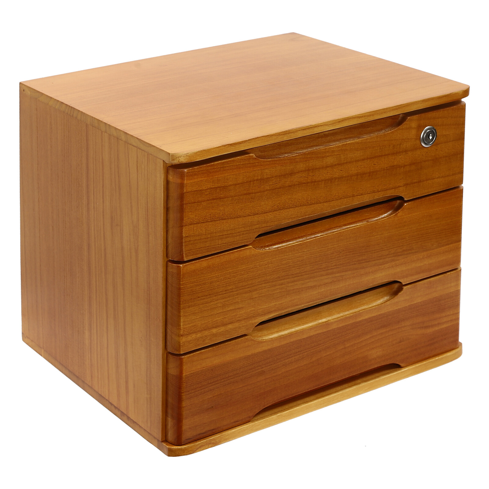 Modern Rectangle 3-Tier Desktop Storage Box Organizer with Lock Filing Cabinet
