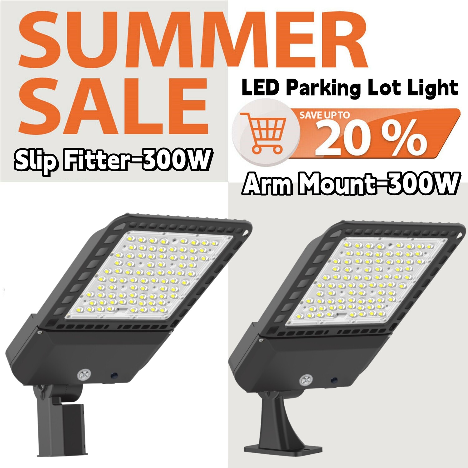 300W LED Parking Lot Light,ETL Listed 42000Lm 5000K IP65 Commercial Street Light