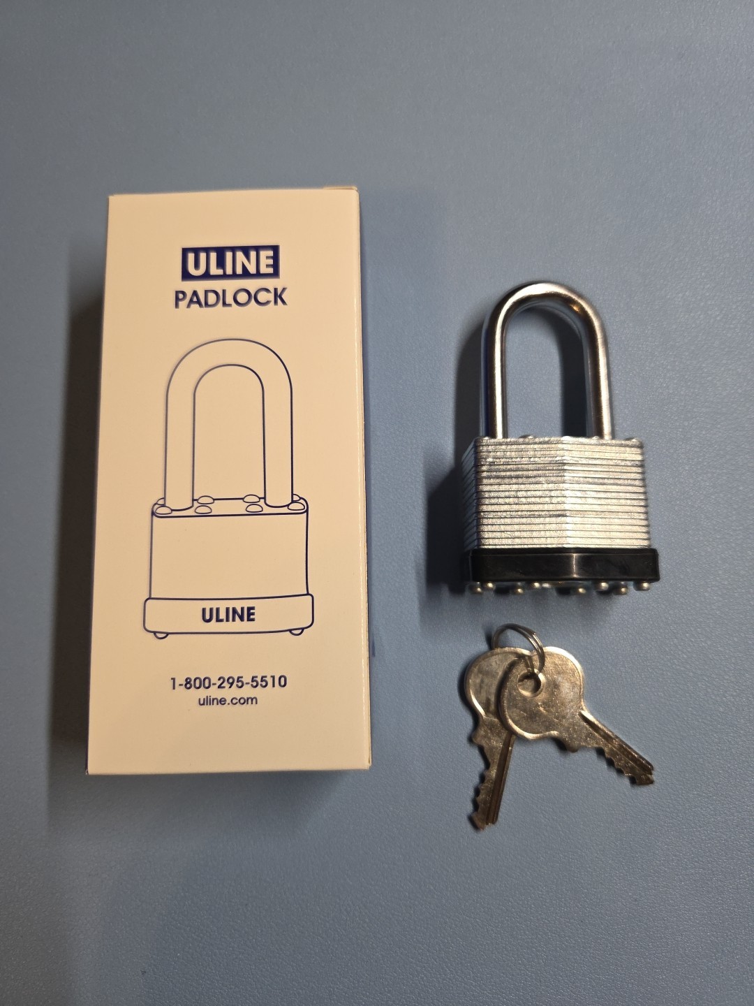 Uline Steel 1.5" Shackle Padlock H8340 Two Keys New In Box