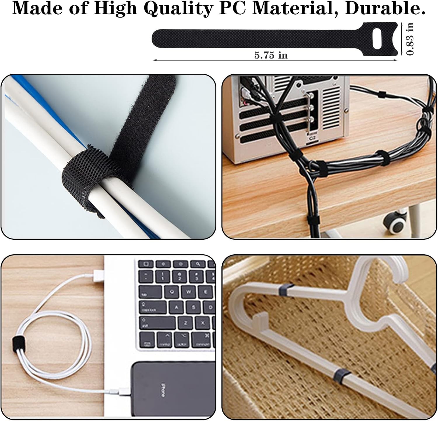 N NOROCME 192 PCS Cable Management Kit 4 Wire Organizer Sleeve,11 Cable Holder,3