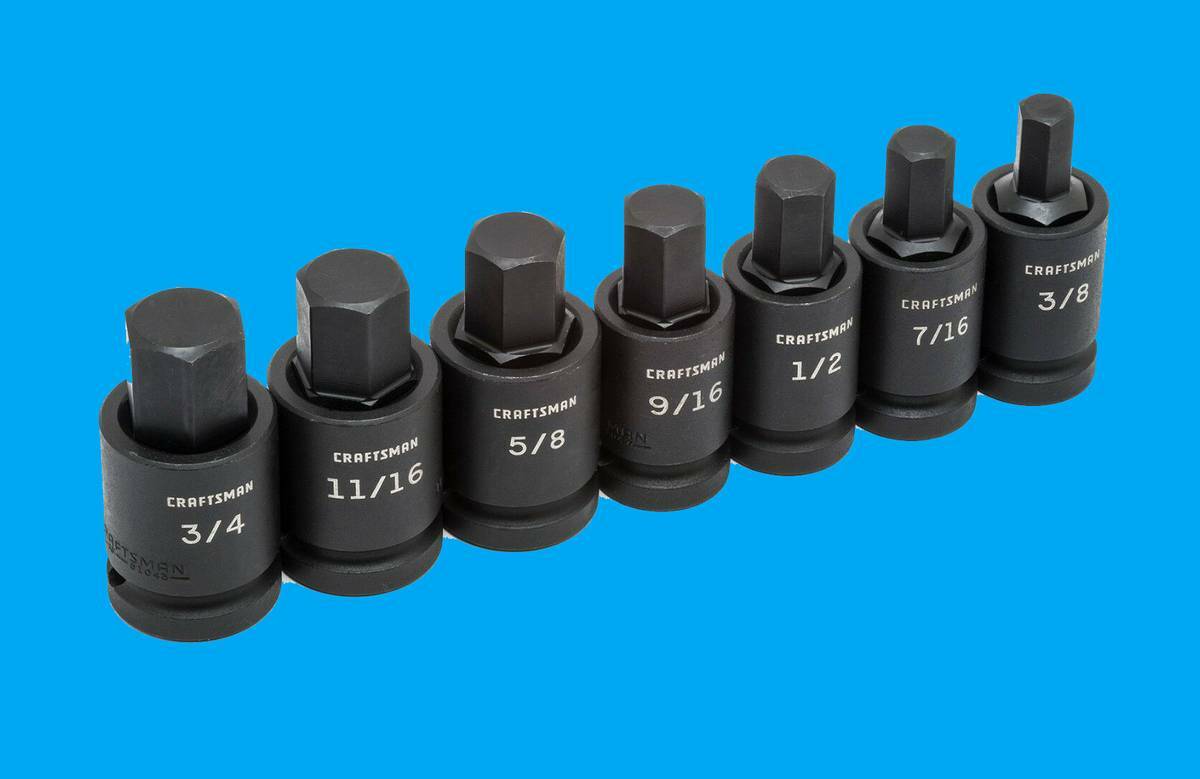 Craftsman 7 HEX Allen Bit SAE 1/2 Drive Impact Standard Socket Set 3/8-3/4"