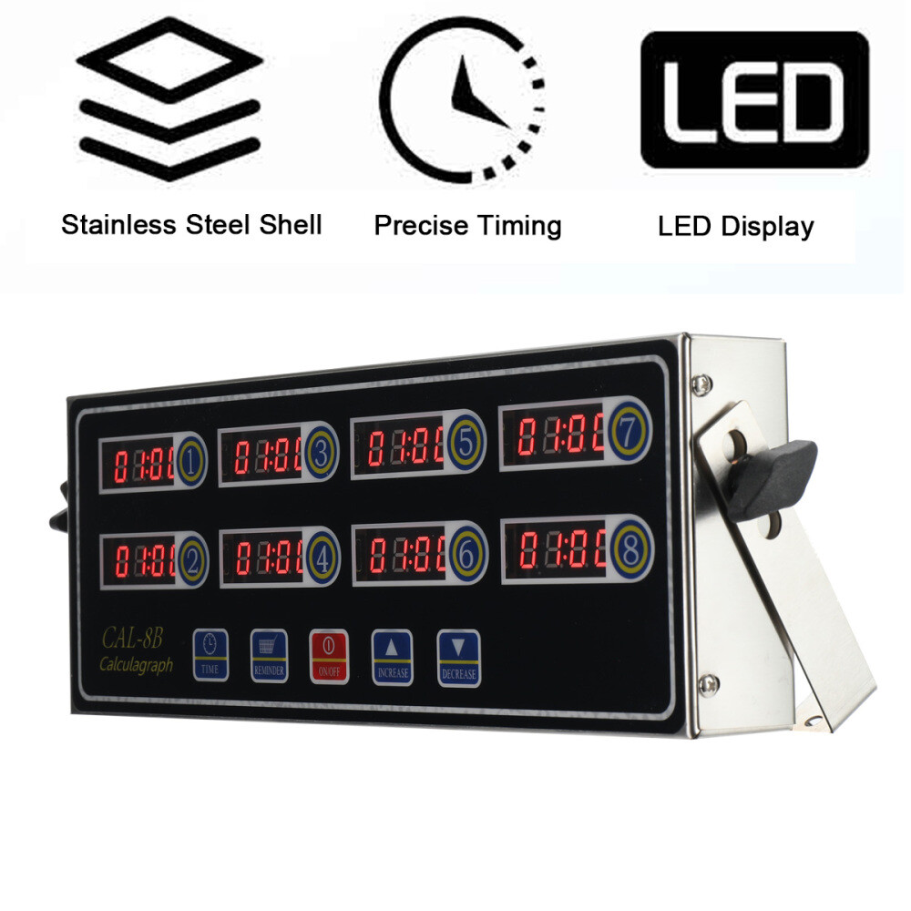 Commercial 8 Channels Digital Kitchen Timer; Stainless Steel Calculagraph Timer