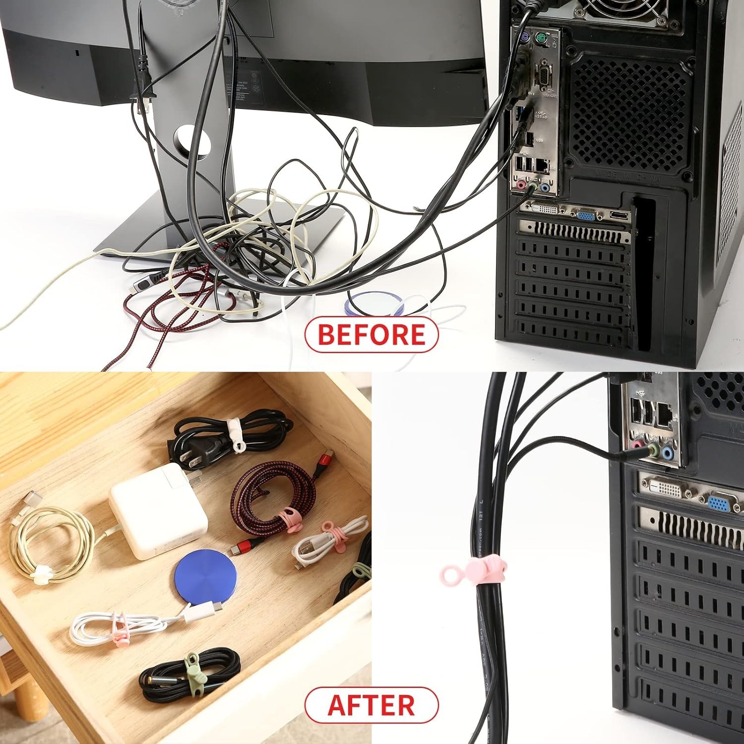 20Park] Silicone Cable Ties,Reusable Cable Management Organizer, Multipurpose...