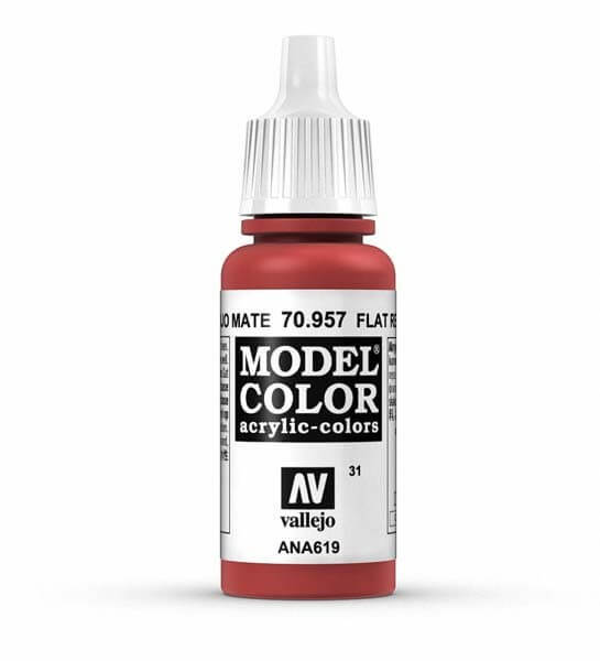 Vallejo Flat Red Model Color 17ml Acrylic Paint 70.957