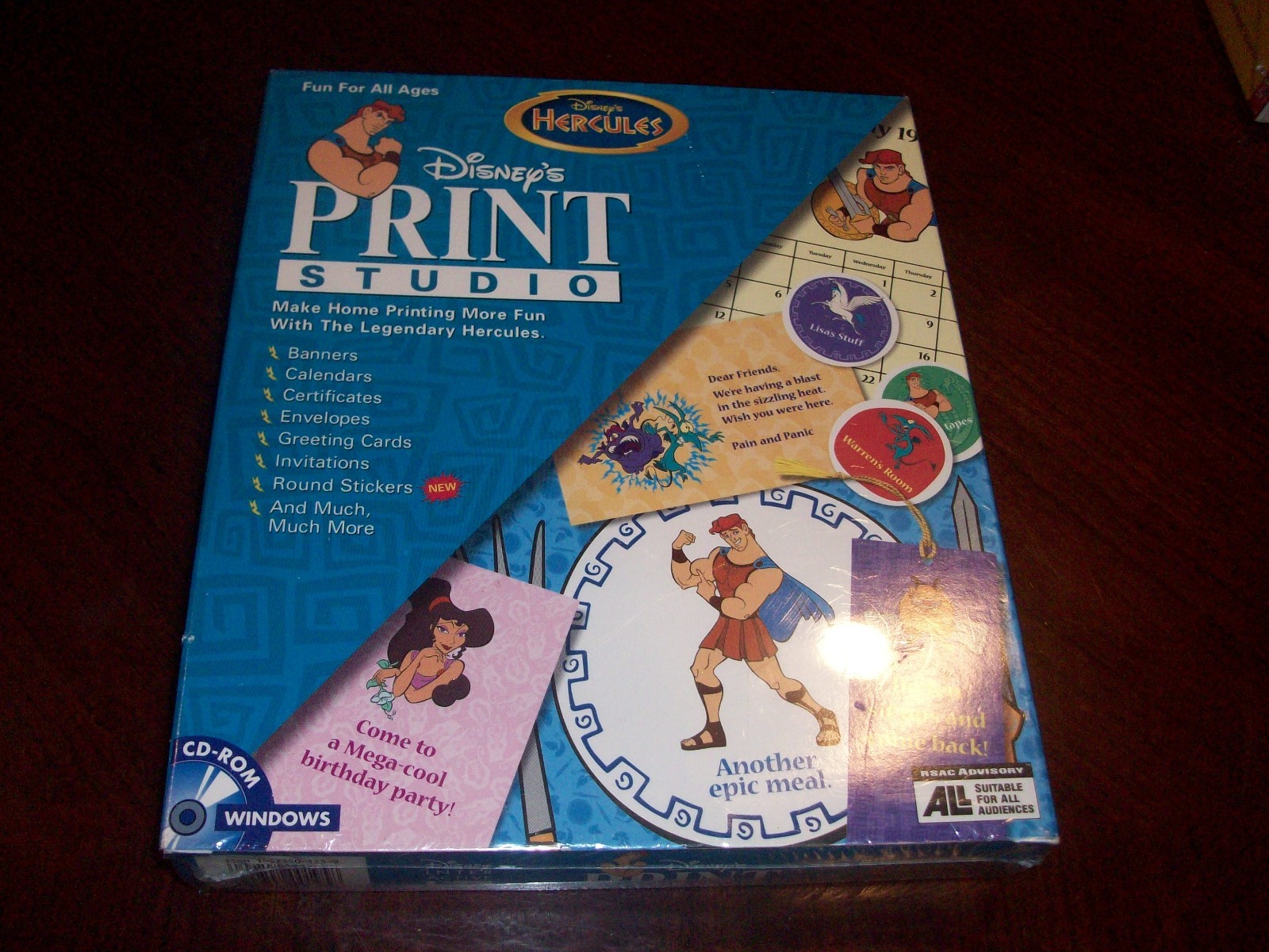 Disney's Print Studio Hercules CD ROM Software Windows 95 Create Banners Diaries