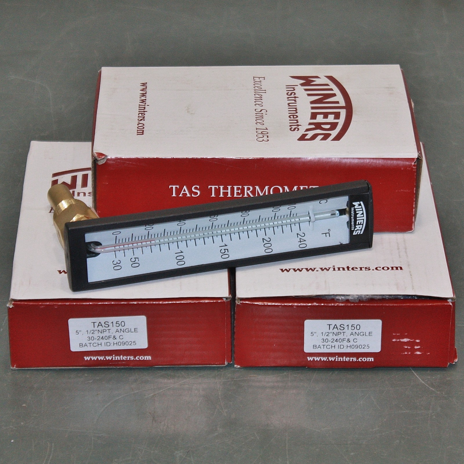 (3) Winters 5AS Thermometers TAS150, 1/2" NPT, 5" Stem, F/C, -40 °F to 240 °F