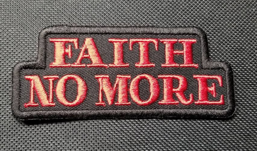 Faith No More Logo red Patch approx 1.5x3.75 Embroidered Iron On Rock Band Music