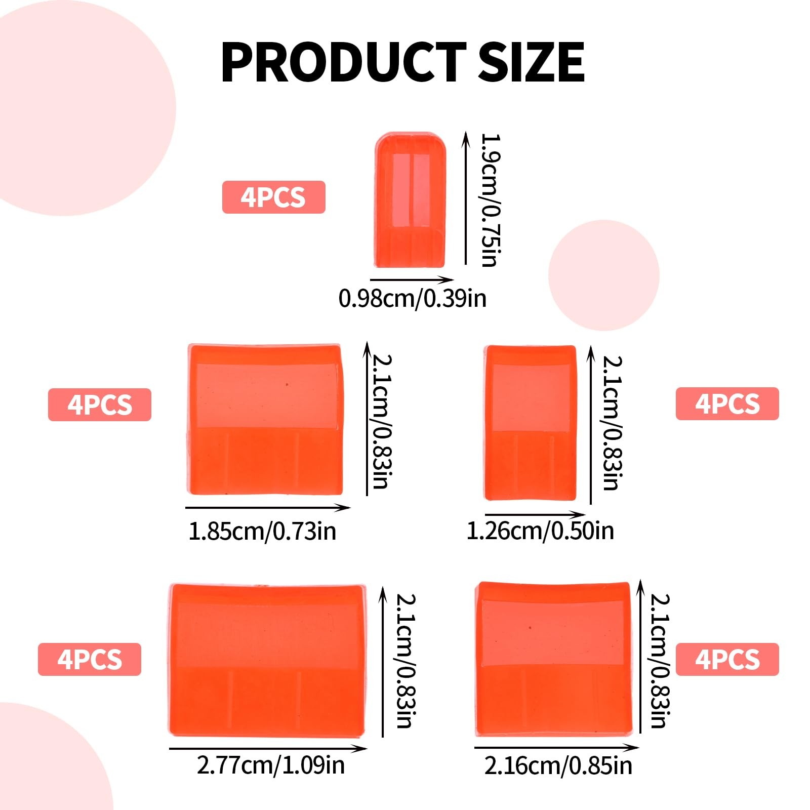 20pcs Chisel Edge Guards, Plastic Protective Covers for 1.9x0.98cm, Red