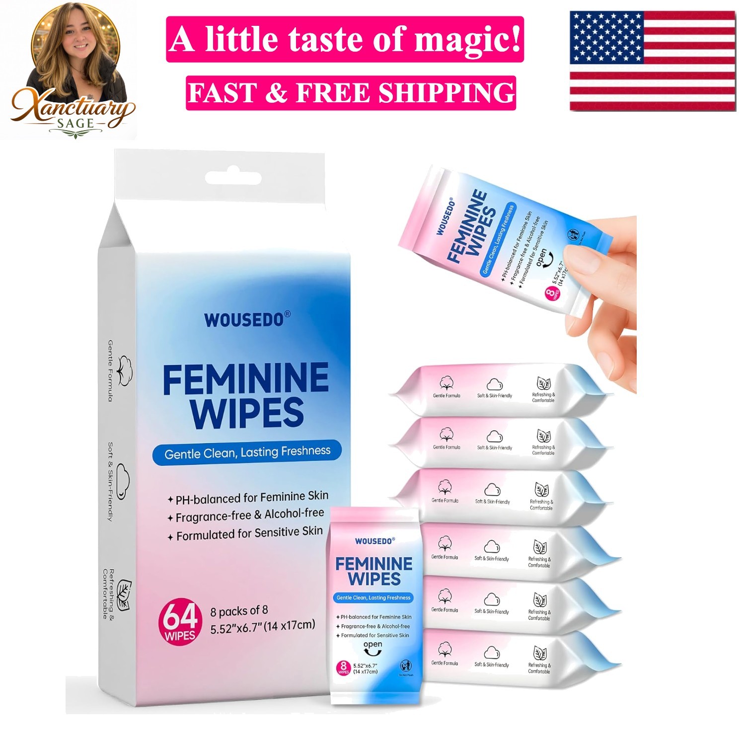 Feminine Hygiene Wipes for Women, pH Balanced & Hypoallergenic Intimate Wipes...